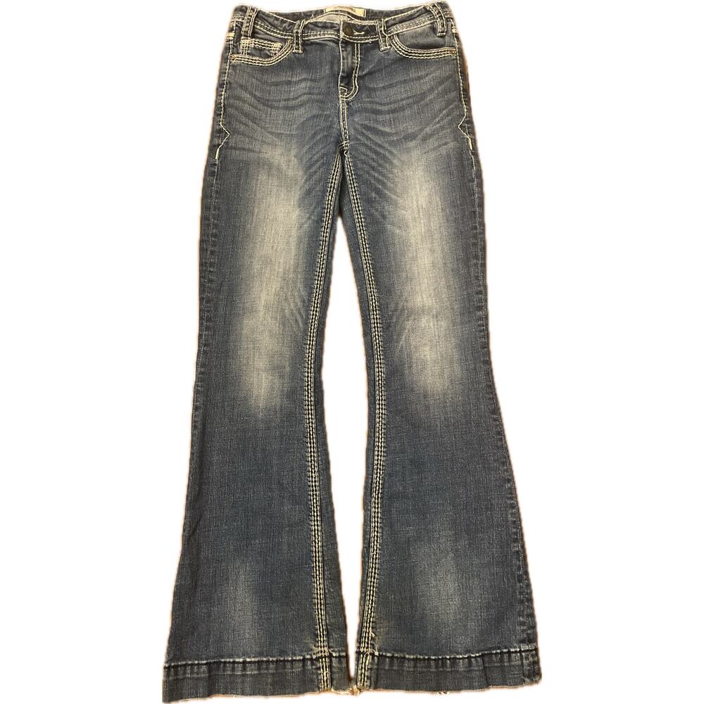 Rock and Roll Denim Mid Rise Trouser Women’s 27x36 Bootcut Jeans Distressed